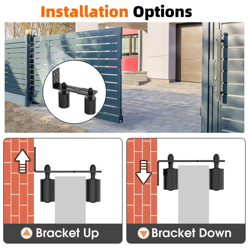 Sliding Gate Guide Rollers & Hardware Kit – Heavy Duty 3" Adjustable Nylon Wheels, Rust-Proof L-Bracket for Sliding Gates, Wood, or Garage Doors (Black-1pc, 3in) Black-1pc