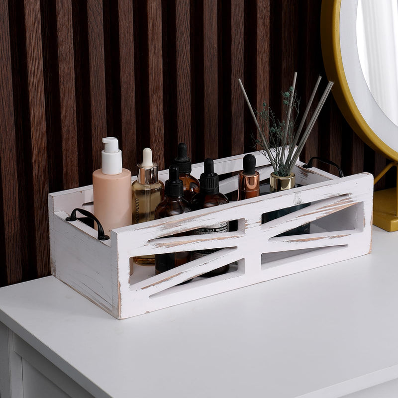 Wooden Toilet Paper Holder Bathroom Decor Box-Toilet Tank Paper Basket with Handles for Bathroom Organizing