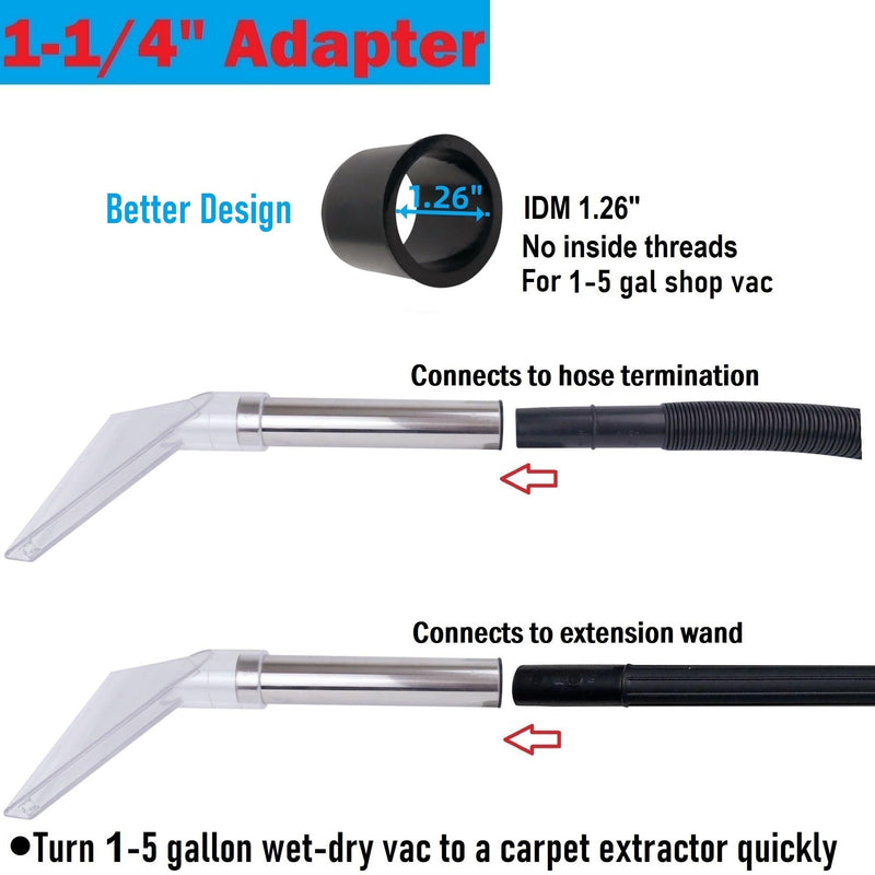Universal Compatible with All Shop Vacs Extractor Attachment with 2-1/2" & 1-7/8" & 1-1/4" Three Adapters Vacuum Head Extraction Accessory for Upholstery & Carpet Cleaning & Auto Detailing