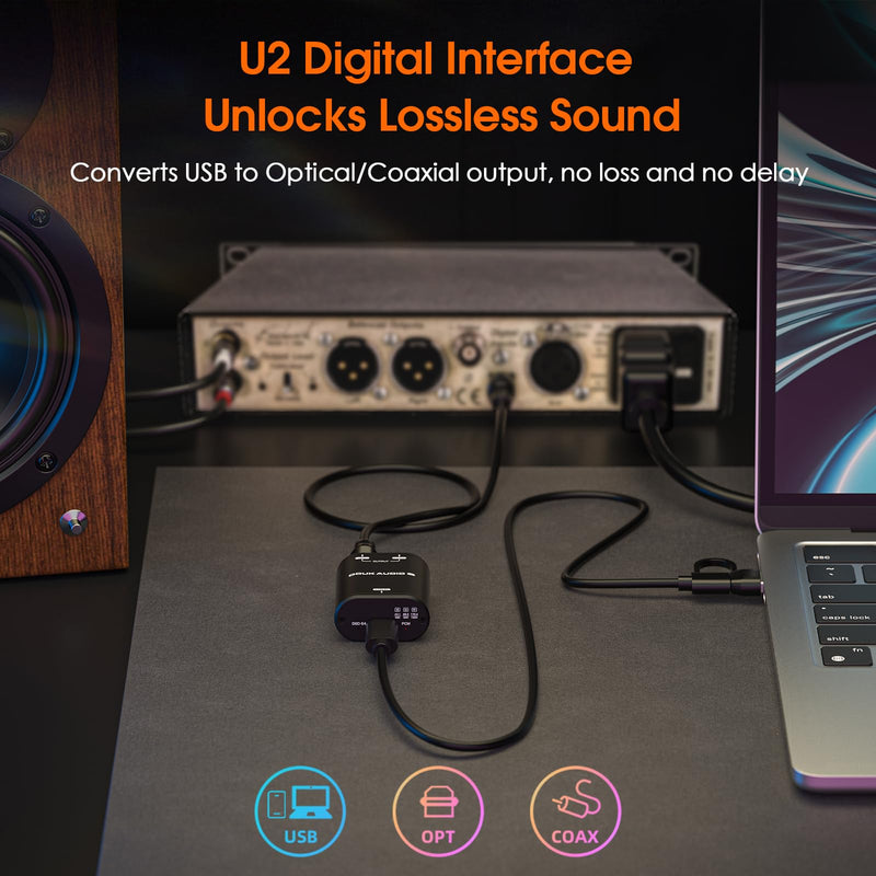 DoukAudio USB to SPDIF Converter: DDC Reclocker | Digital Interface with 24bit/192kHz Hi-Res XMOS XU316, Plug & Play, for Audiophiles, DAC & Home Theater (U2)