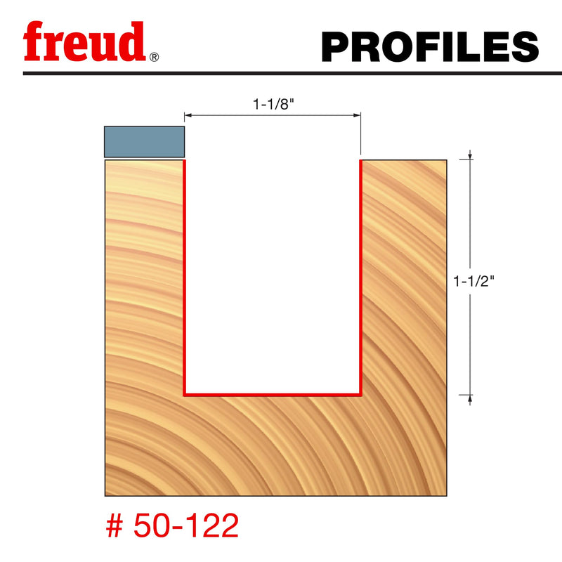 Freud 1-1/8" (Dia.) Top Bearing Flush Trim Bit with 1/2" Shank (50-122) , Red