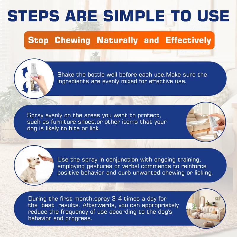 Nupec Anti-Chew Bitter Dog Spray, Natural Ingredients No Chew Spray for Dogs, No More Marking Stops Barking, Nibble, Jumping Up, Food Stealing, Anti Chew Spray for Dogs and Cats（Blue）