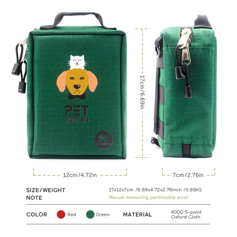 BearHoHo 160pcs Medical Supplies Storage Bag Portable Molle Pet First Aid Kit Dog Survival Kit Military Dog Emergency Rescue Medical Bag (Green) Green - PawsPlanet Australia