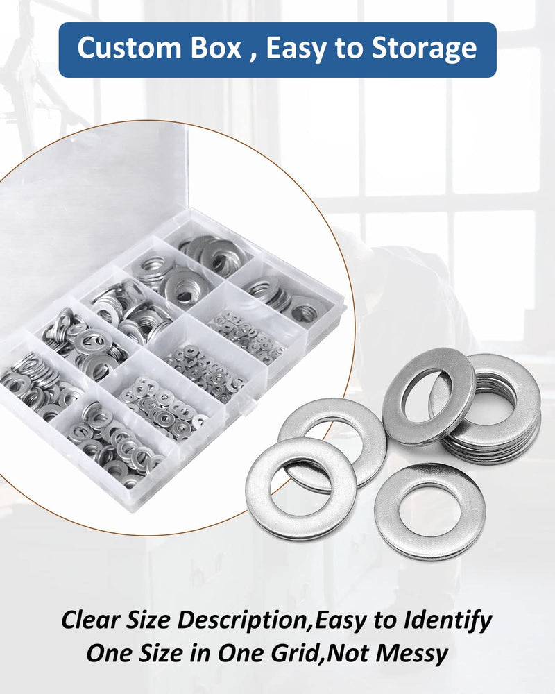 Flat Washer - 1/4" 304 Stainless Steel Metal Washers Flat for Screws and Bolts,5/8" Outside Diameter - 100PCS 1/4"