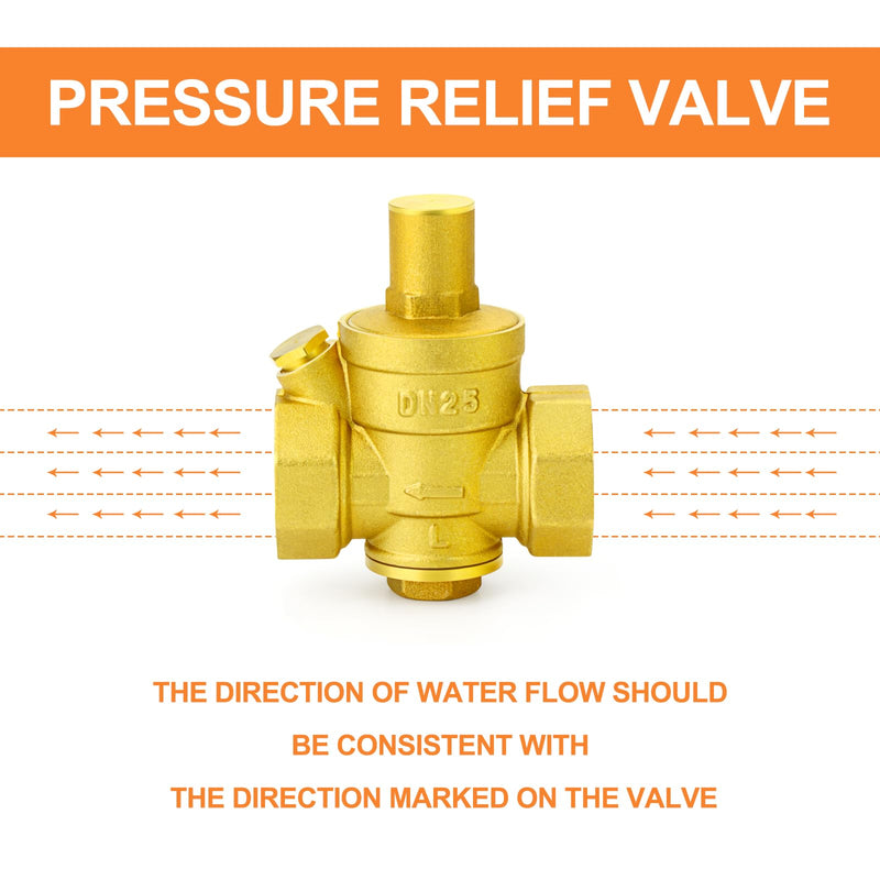 GASHER Brass 1/2" Pressure Regulator Adjustable,Water Pressure Reducer Kit, Pressure Relief Valve For RV Camper Travel,Water Heater,Solar And Home