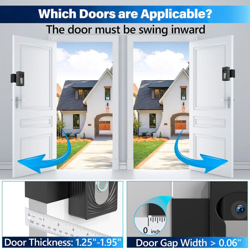 Wireless Video Doorbell Mount for Ring/Blink/Eufy, Compatible with Ring 4/3/2/1, No Drill Anti Theft Camera Mount, Camera Holder with Double Screw Fixing, Black (Not Include Doorbell) - NewNest Australia