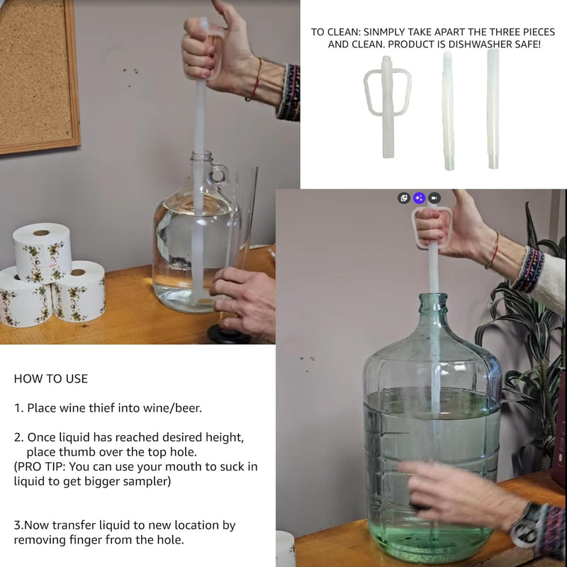 Fermtech Hydrometer Kit with 19” Wine Thief Sampler – Triple Scale Glass Hydrometer for ABV, Brix & Gravity Testing, Plastic Sampling Tool for 1 Gallon Jugs/Carboys, Wine & Beer Home Brewing Set