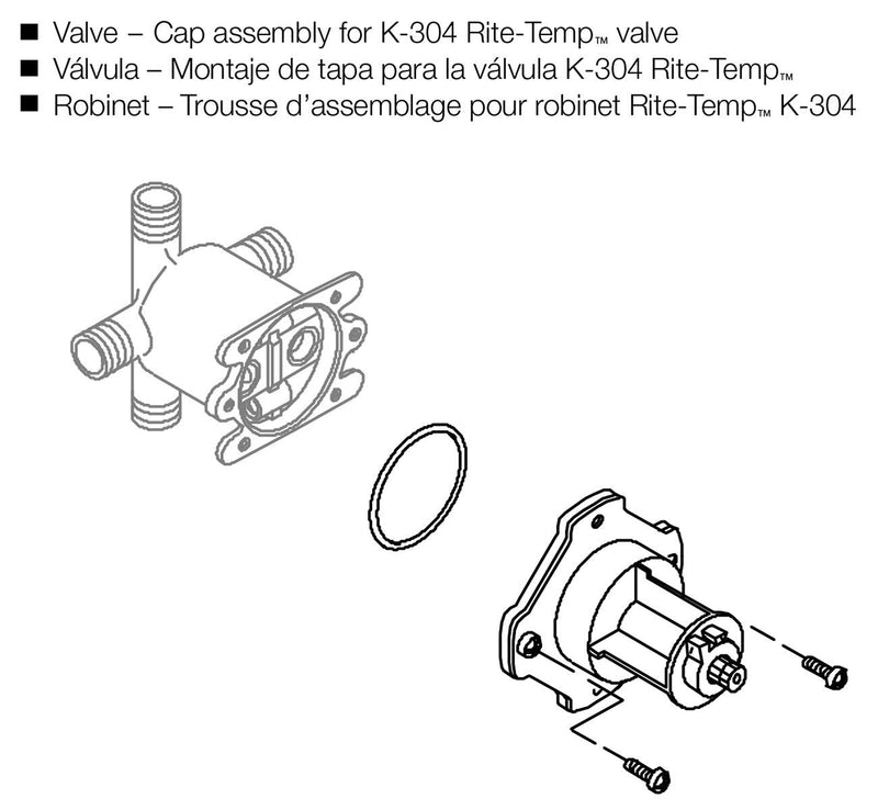 KOHLER GENUINE PART GP77759 MIXER CAP FOR PRESSURE BALANCE 1/2" SHOWER VALVE Black