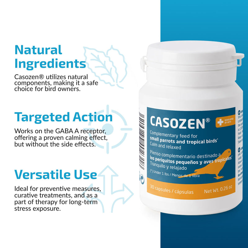 Calming Support for Small Parrots, Bird Calming Capsule, Soothes Plucking, Biting, & Screaming, Promotes Healthy Mood & Balanced Behavior - Natural & Safe for Birds 12.5oz or Less 30 Capsule