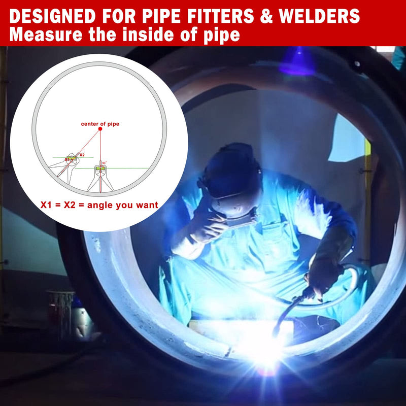Pipe Center Finder, Pipefitter Tools w/Centering Head, Pipe Fitting Tools Center Finder Tool to Measure Pipe Diameter Over 0.5" and Up, 4" Y-Type Base Fitted with Adjustable Dial Bubble Protractor. DXGJ-N