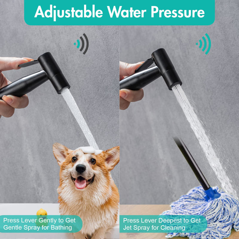 BARROCK Handheld Bidet Sprayer for Toilet, Stainless Steel Metal Made Baby Cloth Diaper Spraying Kit, Bathroom Toilet Bidet Attachment Set for Bathing Pets and Feminine Hygiene, Matte Black 1