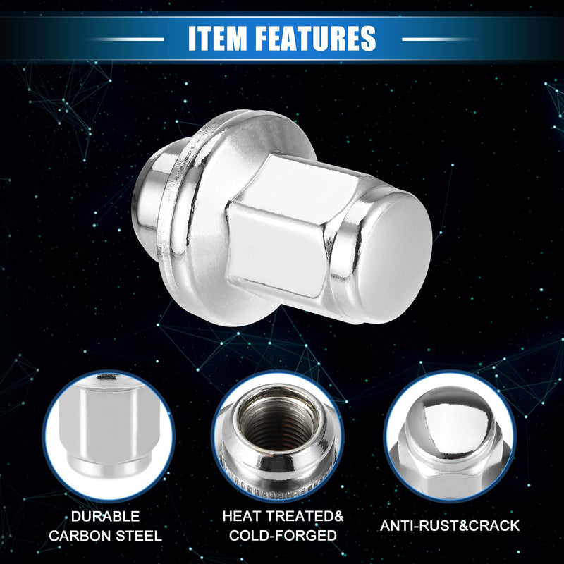 5 Pcs Wheel Lug Nuts Compatible for Toyota Tundra Sequoia 2008-2021, Durable Chorme Plated M14x1.5 Carbon Steel Silver Tone Tire Lugnuts