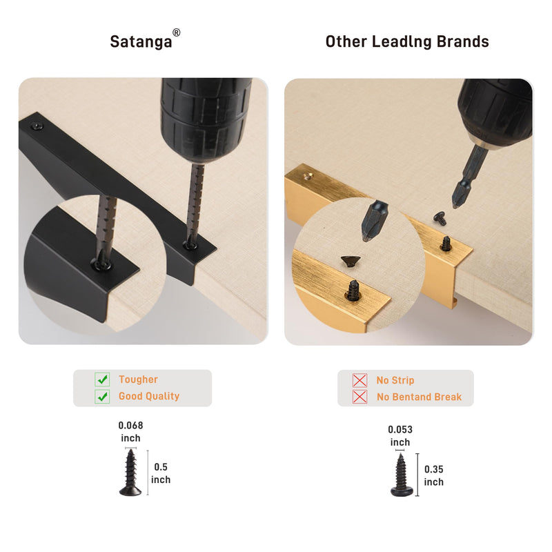 Satanga Edge Finger Pulls for Cabinet Kitchen Drawer knobs Low Profile Door Dresser Bathroom Long Cupboard Furniture Handles Aluminum 6 Pack Matte Black 7.87" Easy Installation