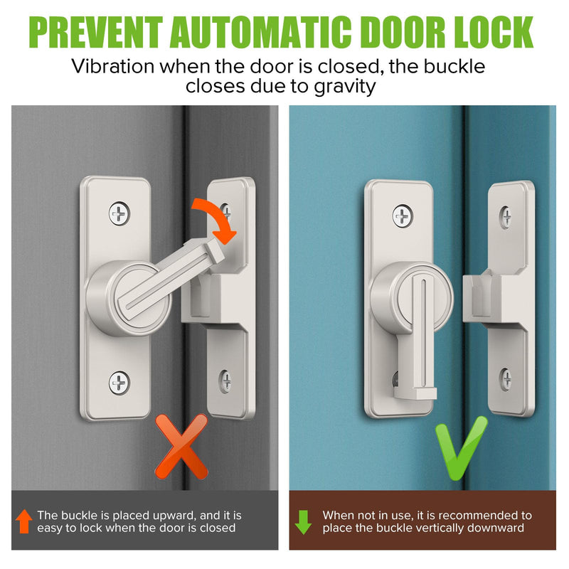 Barn Door Lock Hardware, 90 Degree Heavy Duty Safety Gate Latches Flip Bolt Latch Lock, Barn Sliding Door Latch Suitable for Garden, Bathroom, Outdoor, Window (Nickel-2PCS) Nickel-2PCS