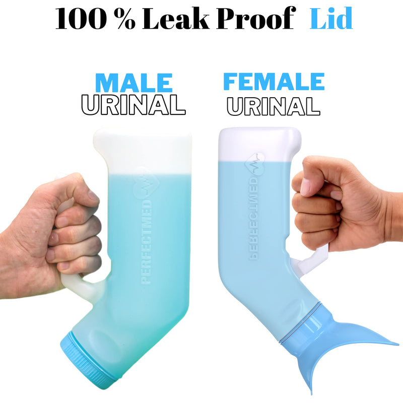 Female Urinal Spill Proof 32 oz (2 Pack)- Urinal for Women & Men - Pee Funnel - Unisex Bed Pan - Portable Urinals for Women - Sturdy Female Urination Device for Car Travel, Road Trip Essentials Pack of 2