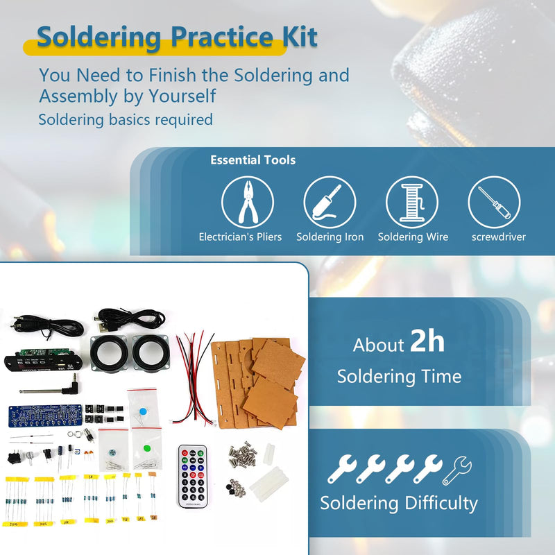 Compatible Speaker Kit Soldering Practice kit Voice-Activated Level Indicator Dual Channel Speaker for Soldering Project Transparent