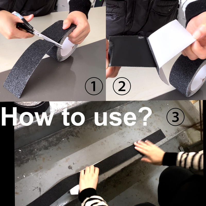 WELSTIK Anti Slip Grip Tape 2 Inch - Heavy Duty Non Skid Tape High Traction 80 Grit Non Slip for Waterproof Stairs Non Skid Treads, Indoor, Outdoor (Black, 2" X 33')