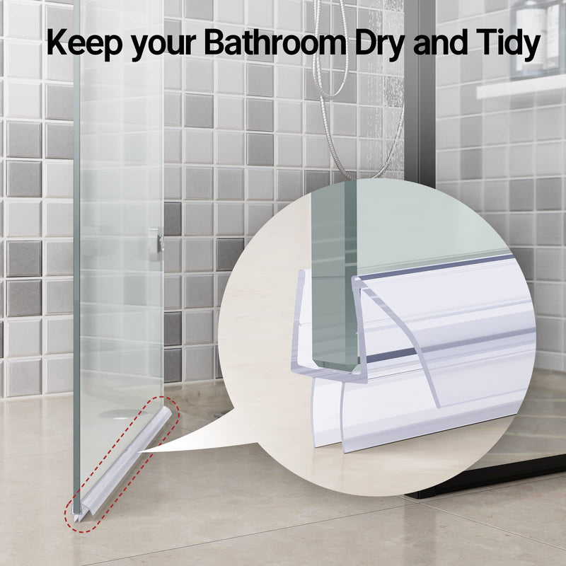 AmazerBath Shower Door Bottom Seal 47.25 Inches (15.75 Inches * 3), 3 Section Segmented Shower Installation Kit Frameless Glass Door Seal Strip - Suitable for 3/8 Inch Glass Bottom Seal 3/8