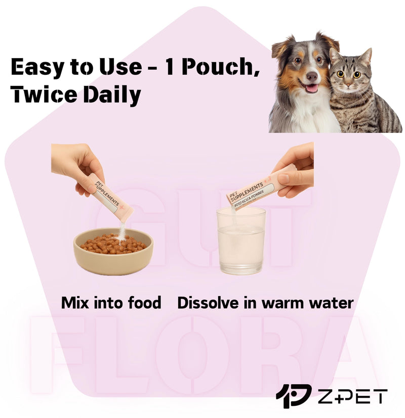 ZPET Probiotics Powder for Dogs & Cats – 5th-Gen Microencapsulation with 3 Patented Strains – Gut Health & Digestive Support – Helps with Diarrhea, Stool Odor & Appetite – 100g (5g×20 Piuches) Mild Sweet