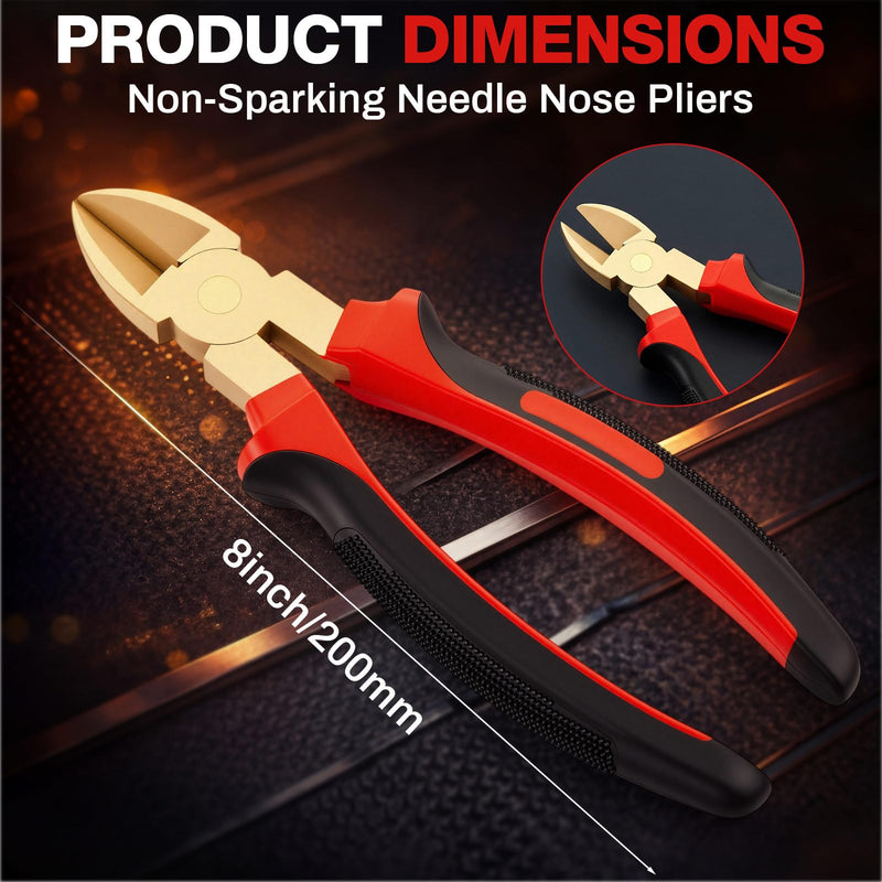 Hicarer 8" Non Sparking Diagonal Cutting Pliers Aluminum Bronze Spark Free Wire Cutters Non Magnetic Flush Cutting Corrosion Resistant Safety Tool Electronics Jewelry Industrial Explosive Environments