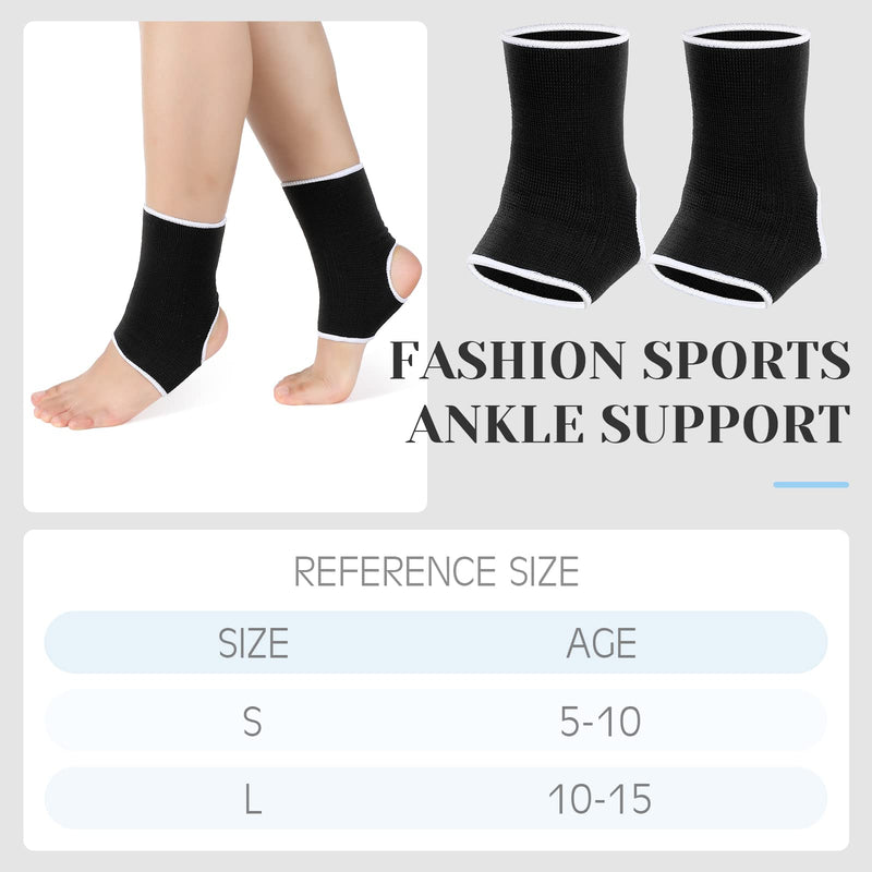 Haysandy 4 Pieces/ 2 Pair Kids Ankle Support Brace Elastic Kids Compression Socks Knitted Ankle Sleeve for Jogging Running Fitness(Black,5-10 Years) 5-10 Years Black