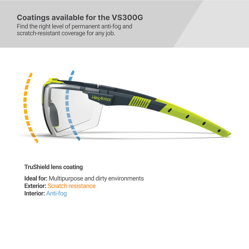 HexArmor VS300 Safety Glasses with Adjustable Side Arms Z87+ for Men and Women Single Variomatic