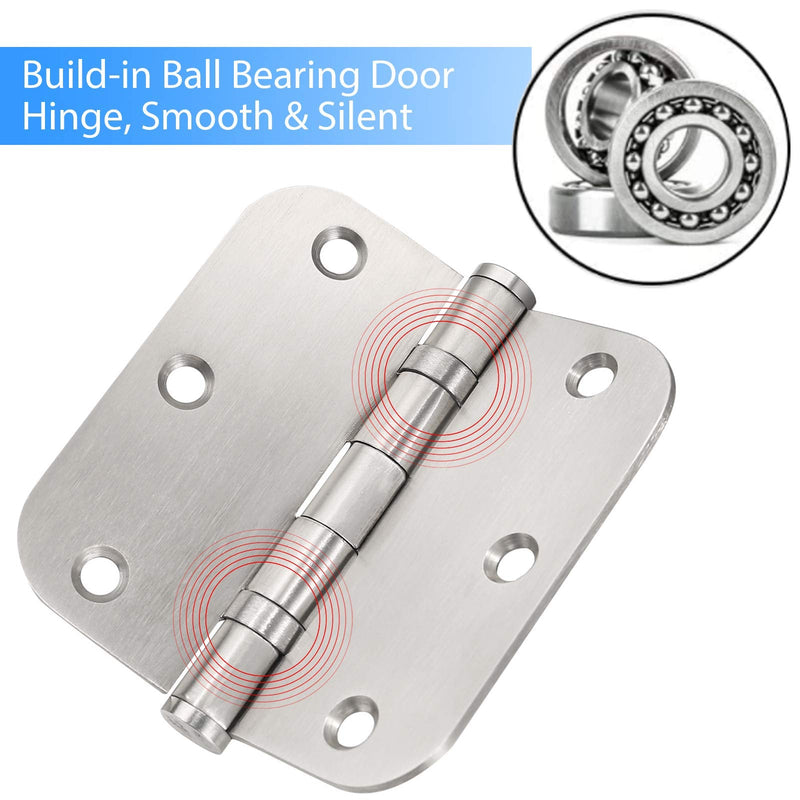 Stainless Steel Door Hinges, 3.5''X 3.5'' Ball Bearing Hinges, Commercial Grade Heavy Duty Hinges with 5/8 Inch Radius Corners, Door Interior Metal Hardwares, 3 Pack (Silver) Silver