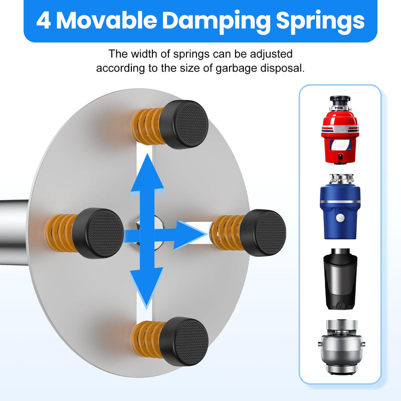 Garbage Disposal Support, Adjustable Spring Shock Absorber Bracket (7.48-10.62 inch (19-27cm)), Holds Up tp 440lbs, Stainless Steel Noise Reduction Installation Kit 7.48-10.62" (19-27cm)