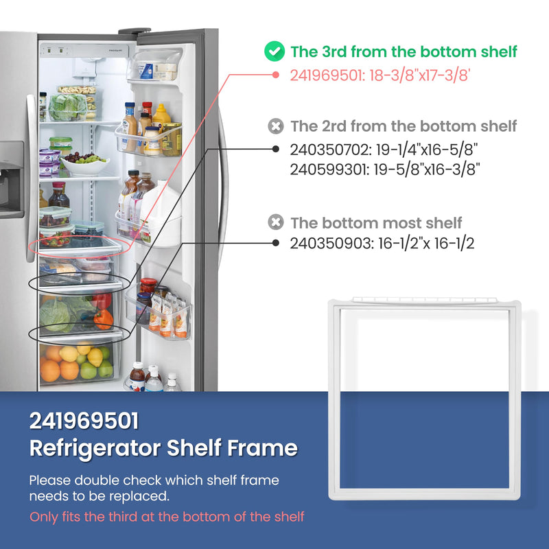 241969501 Refrigerator Shelf Frame Replacement for Frigi-daire Refrigerator FGHS2631PF4A FFSS2615TE0 FFSS2615TS0 LFSS2612TE0 LFSS2612TF0 Shelf Frame Without Glass by Fetechmate - Thick ABS Food-Grade
