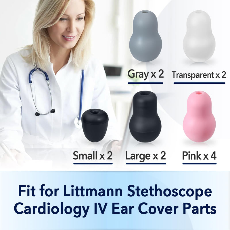 12Pcs Stethoscope Ear Tips Replacement for Littmann, Small/Medium/Large Ear Tips for Littman Compatible with Classic III, Cardiology 3, 4, & IV, Soft Stethoscope Ear Tips for Littmann