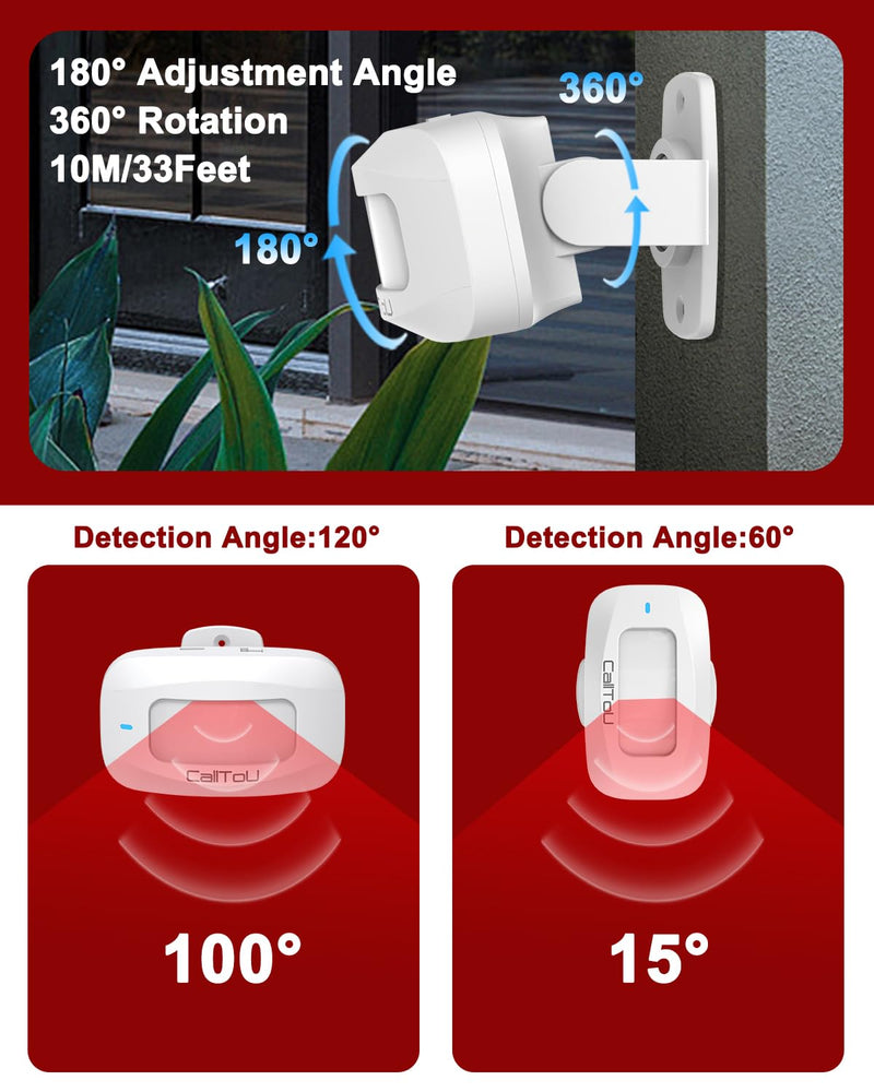 CallToU Bed Sensor Alarm and Fall Prevention for Elderly/Dementia/Patient Wireless Caregiver Pager Motion Sensor Alarms System Motion Detector Alert Monitor System 500+FT, Bed Alarm for Elderly Adult 1 Receiver+ 2 Motion Sensors