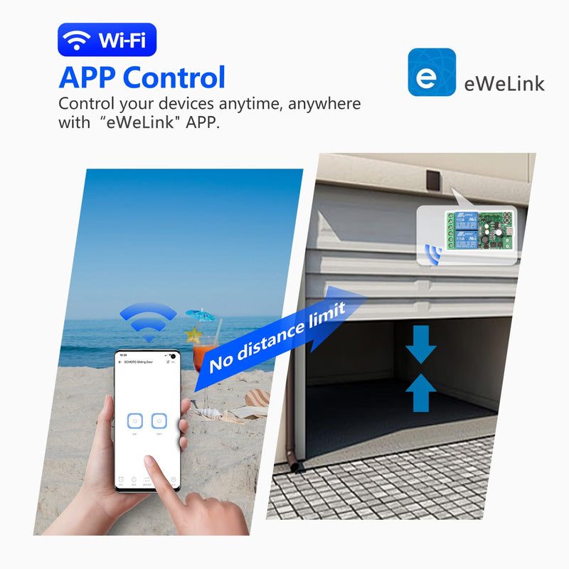 DieseRC 2 Channels WiFi Smart Switch, DC 5V 12V 24V 36V Passive Output Relay Module Ewelink APP WiFi Control Compatible with Alexa/Google Home, Inching/Self-Locking Switch EW-2CH