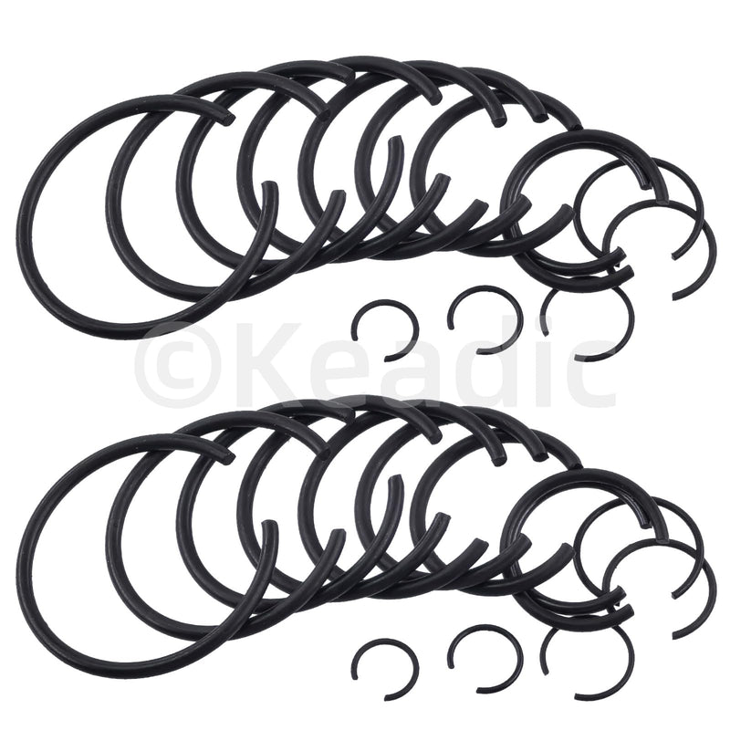 Keadic 322Pcs 10 Sizes Assorted 65Mn Steel Round Wire C Clips External Retaining Rings Set, M7 M8 M10 M12 M14 M16 M18 M20 M22 M24 M25 M26 M28 M30 C-Clips Snap Rings for Holes
