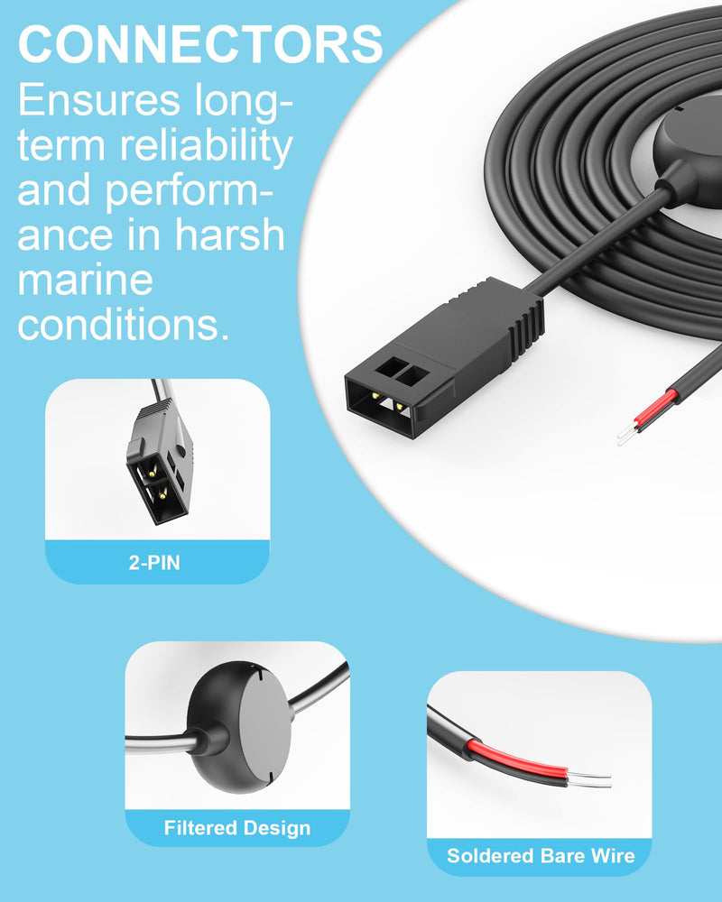 WUKUR 720057-1 PC 11 Filter Power Cable Replacement for Humminbird | Compatible with Helix 8 Helix 9 Helix 10 Helix 12 Helix 15 Series 800 Series 900 Series 1100 Series Products 797 798 (9.8ft)