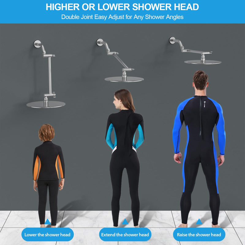 Lordear Shower Head Extension Arm 11 Inch Chrome,Adjustable Shower Arm Extension,Solid Stainless Steel Shower Extender for ShowerHead,Showerhead Extender With Universal Connection Polished Chrome