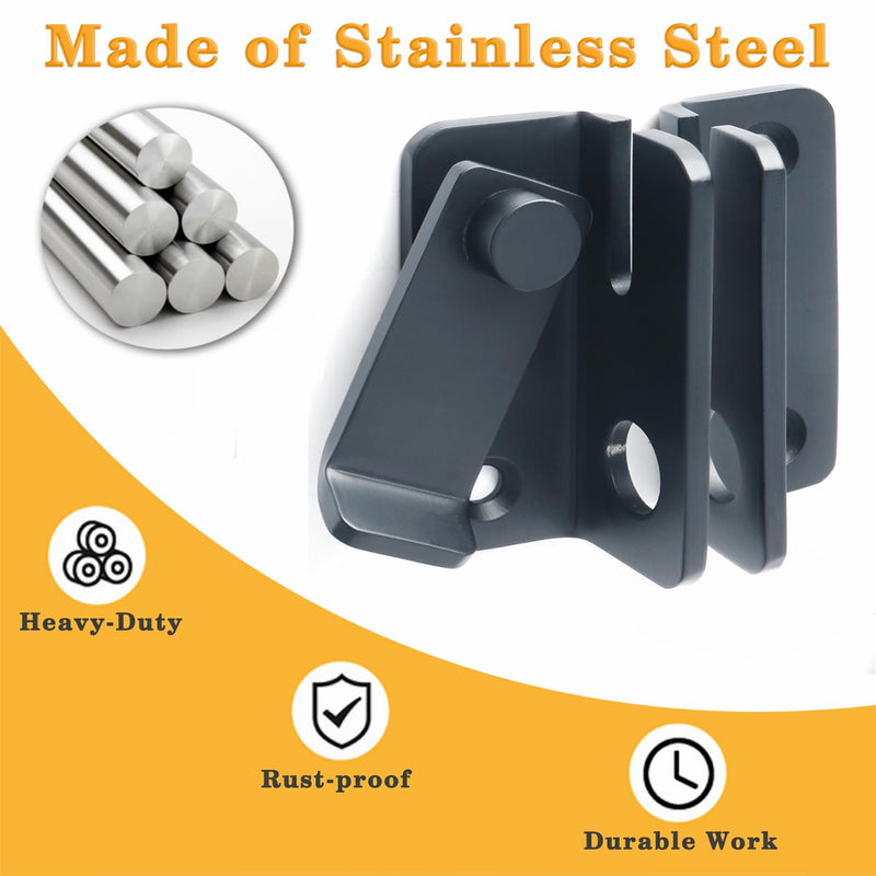 Alise Flip Latch Gate Latches Slide Bolt Latch Safety Door Lock Catch for Barn Cabinet Pet Cage Garden Bathroom Garage Window Sliding Door,Heavy Duty Stainless Steel Matte Black MS3005-B Large Size