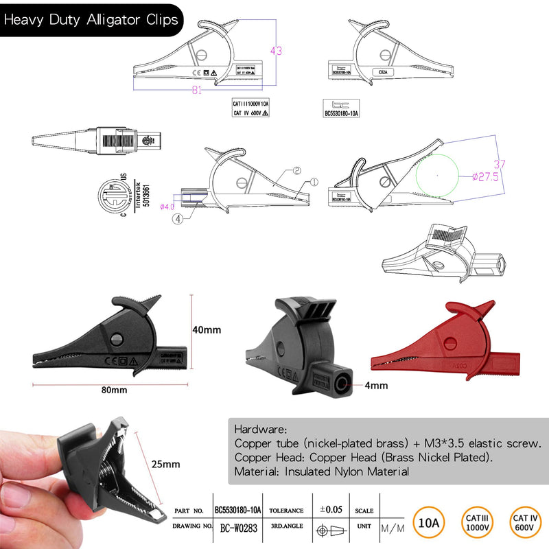Multimeter Test Leads, Meter Needle Test Probe Adapter Set, Aligator Clips Electronic Test Lead kit Accessories(10 PCS) Test Leads Kit 175