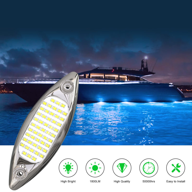 HUSUKU 5.6" Marine Courtesy Indicator Lights, SOOP3 P3-1 51LED 1800LM IP68 Shuttle Type Boat LED Transom Light Surface Mount for Yacht Pontoon Kayak Stern Deck Cabin Fishing (2 x Green lights)