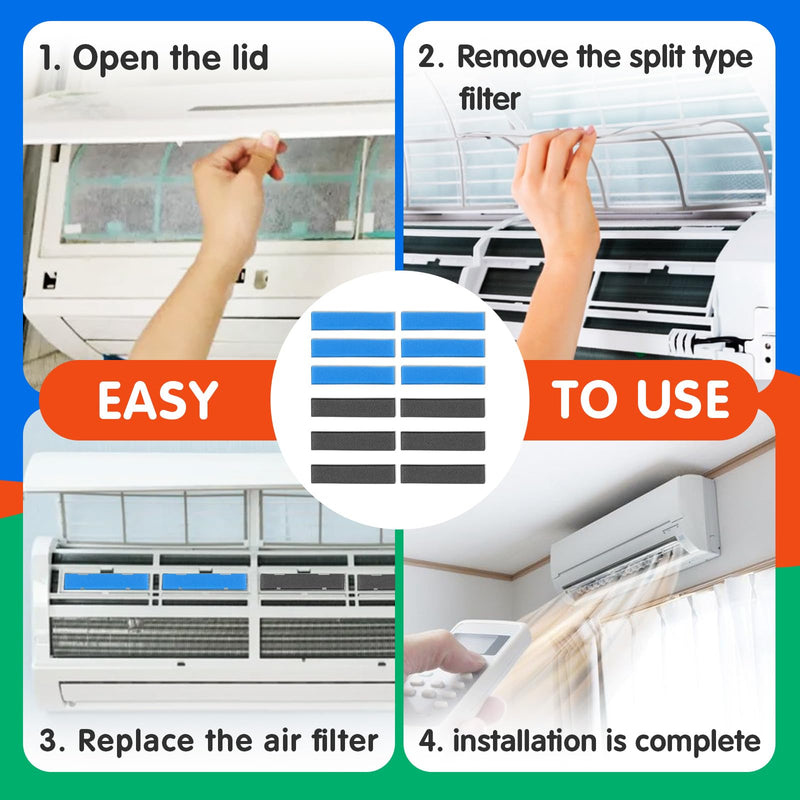 12 PCS Replacement Mini Split Air Filter Compatible with Mitsubishi Electric MAC-2300FT-E MAC-3000FT-E, 8.3 Inch, without Frames 12PCS