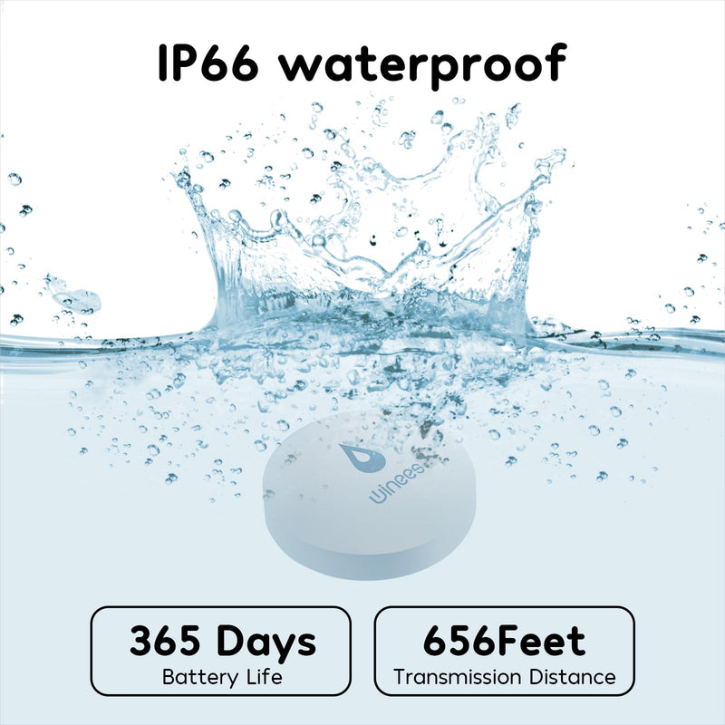 Winees WiFi Water Leak Detector, 3 Pack Water Sensors with 100dB Adjustable Alarm, Leak Alert Email&SMS Notification, 200M Transmission for Basement, Bathroom, Laundry, IFTTT, S1 Plus, 2.4G WiFi Only