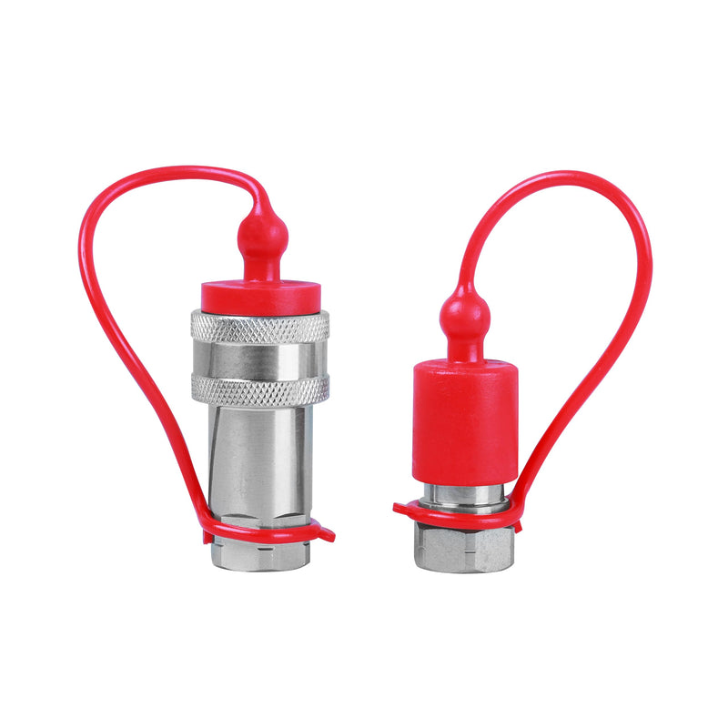 3/8" Ag Hydraulic Quick Connect Tractor Coupler, ISO 7241-A Ball Valves Type Hydraulic Quick Coupler with 2 Sets Dust Caps, Pioneer Type 3/8" Hydraulic Quick Coupler