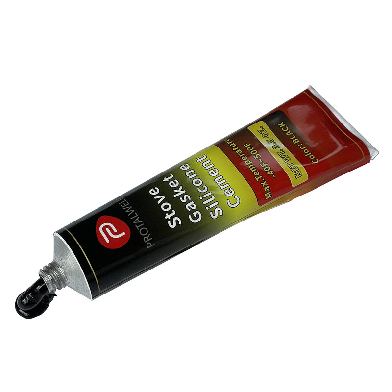 Wood Stove Door Gasket Cement, High Temperature Resistance Adhesive, Silicone Material, Black 3.5 Fl Oz
