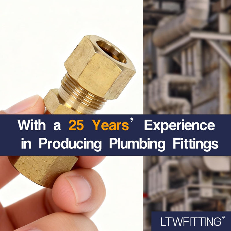 LTWFITTING 7/16-Inch OD Compression Union,Brass Compression Fitting(Pack of 20) 7/16" OD