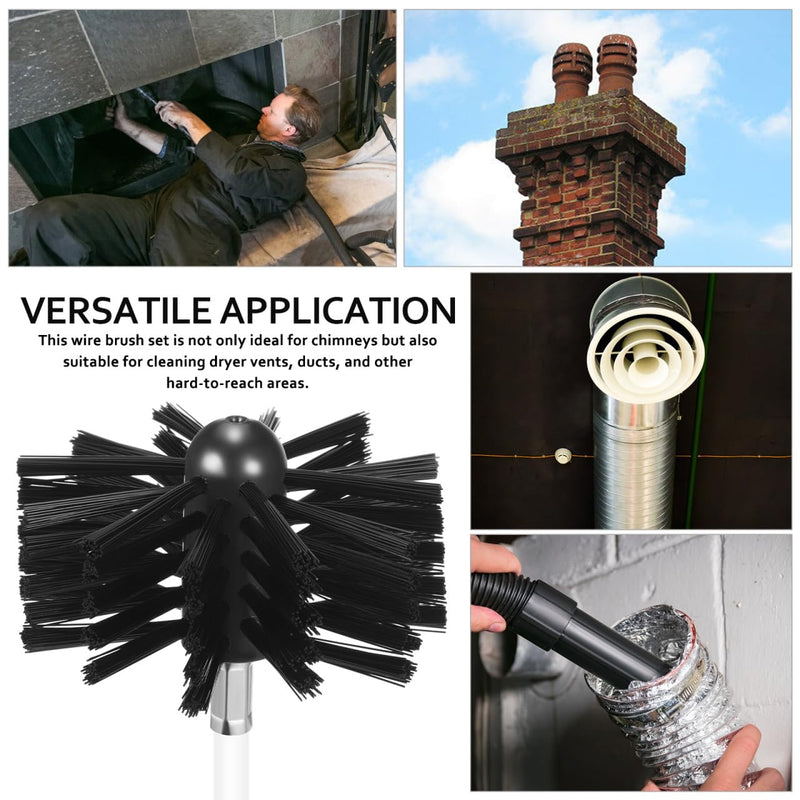 DOITOOL 20 Feet Chimney Sweep Kit, Flexible Rods and 4"/6" Wire Brush Heads