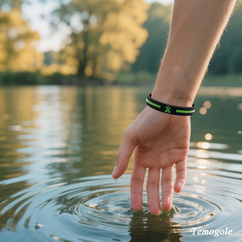 Temogole 60 Pcs Mental Health Awareness Bracelets Bulk Items Accessories Green Awareness Ribbon Silicone Wristbands Hodgkins Lymphoma Awareness Products Unisex Wristbands for Men Women Green