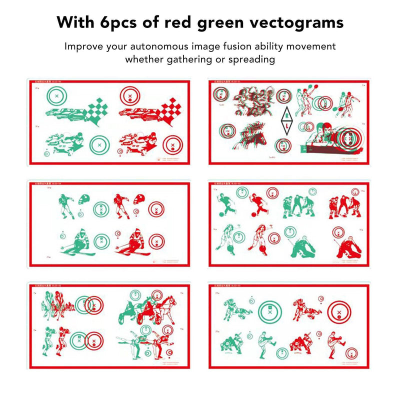 Red Green Fixed Tranaglyph, Convergence Insufficiency Eye Training Low Vision Test Chart with Glasses Eye Training Device Stereo Training Cards Visual Correction