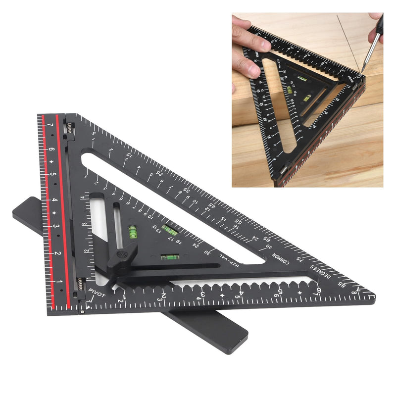 Carpenter Square, 90° Framing Layout Tool Rafter Square with Level, Folding Triangle Ruler Measuring Square Tool for Woodworking Carpentry