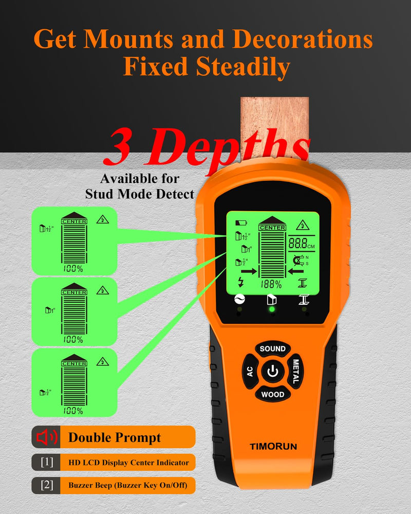 Stud Finder Wall Scanner, 6 in 1 Upgraded Wall Stud Finder Scanner Tool for Detecting Drywall Stud Center Wood Metal AC Wires with Magnetic Sensor, Gifts for DIYers Hanging Photo Frame Bracket Pumpkin