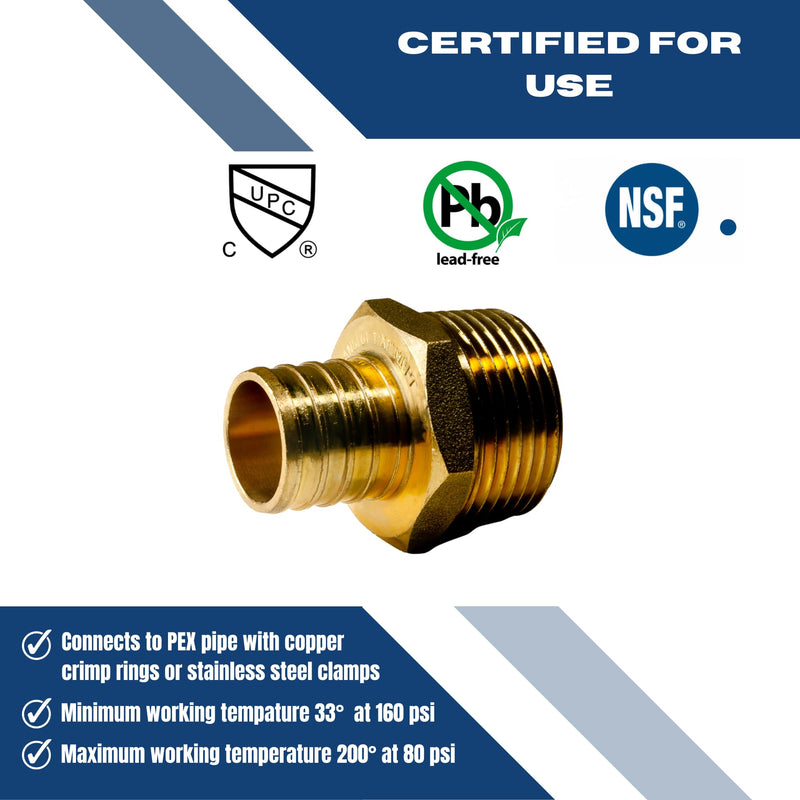 2 Pieces XFITTING 1" Pex x 1" Male NPT Adapter, 24-4-3=2X (2 Packs) 2