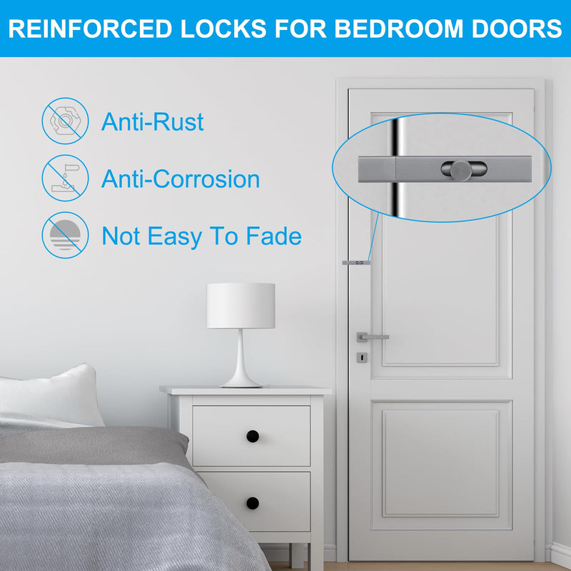 PATIKIL Gear Handle French Door Lock, 3 Inch Aluminum Alloy Barrel Bolt Latch Security Slide Door Deadbolt Lock with Screws for Inside Bedroom Door Cabinet Safety, Gray